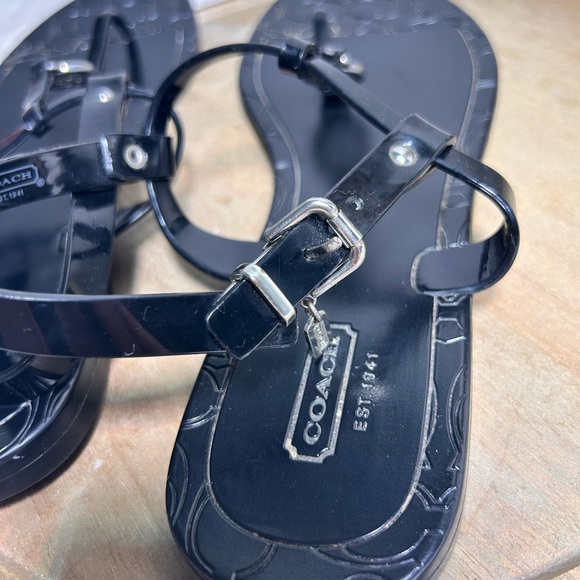 COACH Pansy T-Strap Jelly Sandals . Black Sz 11 - Picture 4 of 7